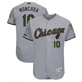 Wholesale Cheap White Sox #10 Yoan Moncada Grey Flexbase Authentic Collection 2018 Memorial Day Stitched MLB Jersey