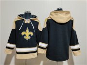 Cheap Men's New Orleans Saints Blank Black Ageless Must-Have Lace-Up Pullover Hoodie