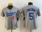 Cheap Women's Los Angeles Dodgers #5 Freddie Freeman Number Grey Cool Base Stitched Nike Jersey