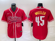 Cheap Men's Philadelphia Phillies #45 Zack Wheeler Number Red Cool Base Stitched Baseball Jerseys