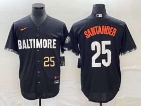 Wholesale Cheap Men\'s Baltimore Orioles #25 Anthony Santander Number Black 2023 City Connect Cool Base Stitched Jersey