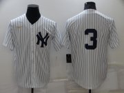 Wholesale Cheap Men's New York Yankees #3 Babe Ruth No Name White Throwback Stitched MLB Cool Base Nike Jersey