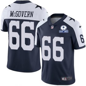Wholesale Cheap Nike Cowboys #66 Connor McGovern Navy Blue Thanksgiving Men\'s Stitched With Established In 1960 Patch NFL Vapor Untouchable Limited Throwback Jersey