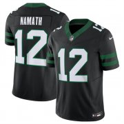Cheap Men's New York Jets #12 Joe Namath Black 2024 F.U.S.E. Vapor Limited Football Stitched Jersey
