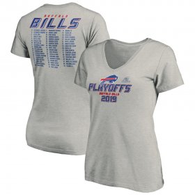 Wholesale Cheap Buffalo Bills Women\'s 2019 NFL Playoffs Bound Comeback V-Neck T-Shirt Heather Gray
