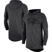 Wholesale Cheap Men's Baltimore Ravens Nike Heathered Charcoal Fan Gear Tonal Slub Hooded Long Sleeve T-Shirt