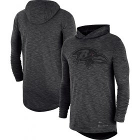 Wholesale Cheap Men\'s Baltimore Ravens Nike Heathered Charcoal Fan Gear Tonal Slub Hooded Long Sleeve T-Shirt