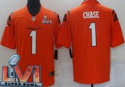 Wholesale Cheap Men's Cincinnati Bengals #1 Ja'Marr Chase Limited Orange 2022 Super Bowl LVI Bound Vapor Jersey