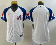Wholesale Cheap Youth Atlanta Braves Blank White 2023 City Connect Cool Base Stitched Jersey