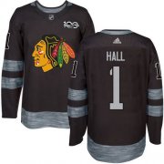 Wholesale Cheap Adidas Blackhawks #1 Glenn Hall Black 1917-2017 100th Anniversary Stitched NHL Jersey