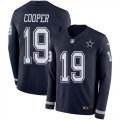 Wholesale Cheap Nike Cowboys #19 Amari Cooper Navy Blue Team Color Men's Stitched NFL Limited Therma Long Sleeve Jersey