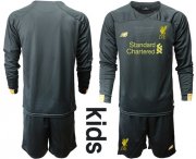 Wholesale Cheap Liverpool Blank Black Goalkeeper Long Sleeves Kid Soccer Club Jersey