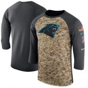Wholesale Cheap Men's Carolina Panthers Nike Camo Anthracite Salute to Service Sideline Legend Performance Three-Quarter Sleeve T-Shirt