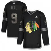 Wholesale Cheap Adidas Blackhawks #9 Bobby Hull Black Authentic Classic Stitched NHL Jersey