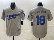 Cheap Men's Los Angeles Dodgers #18 Gray Cool Base With Patch Stitched Baseball Jersey