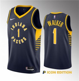 Wholesale Cheap Men\'s Indiana Pacers #1 Jarace Walker Navy 2023 Draft Icon Edition Stitched Basketball Jersey