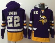 Wholesale Cheap Nike Vikings #22 Harrison Smith Purple/Gold Name & Number Pullover NFL Hoodie