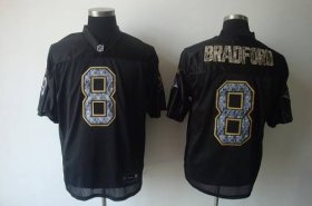 Wholesale Cheap Sideline Black United Rams #8 Sam Bradford Black Stitched NFL Jersey