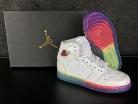 Wholesale Cheap Air Jordan 1 Retro High Gs Heiress Shoes White/Rainbow