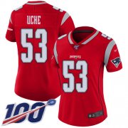 Wholesale Cheap Nike Patriots #53 Josh Uche Red Women's Stitched NFL Limited Inverted Legend 100th Season Jersey