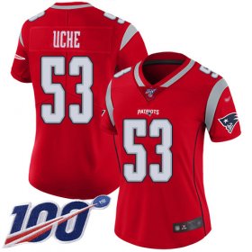 Wholesale Cheap Nike Patriots #53 Josh Uche Red Women\'s Stitched NFL Limited Inverted Legend 100th Season Jersey