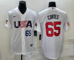 Cheap Men's USA Baseball #65 Nestor Cortes Number 2023 White World Classic Stitched Jersey