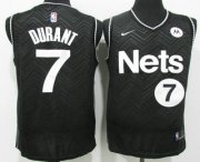 Wholesale Cheap Men's Brooklyn Nets #7 Kevin Durant Black Nike Swingman 2021 Earned Edition Stitched Jersey With Sponsor Logo