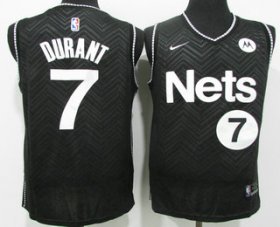 Wholesale Cheap Men\'s Brooklyn Nets #7 Kevin Durant Black Nike Swingman 2021 Earned Edition Stitched Jersey With Sponsor Logo