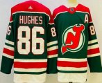 Cheap Men's New Jersey Devils #86 Jack Hughes Green 2021 Reverse Retro Authentic Jersey