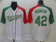 Wholesale Cheap Dodgers #42 Jackie Robinson White Red/Green Split Cool Base Stitched MLB Jersey