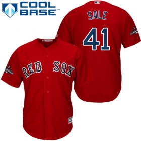 Wholesale Cheap Red Sox #41 Chris Sale Red New Cool Base 2018 World Series Champions Stitched MLB Jersey