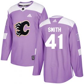 Wholesale Cheap Adidas Flames #41 Mike Smith Purple Authentic Fights Cancer Stitched Youth NHL Jersey