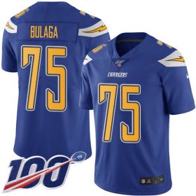 Wholesale Cheap Nike Chargers #75 Bryan Bulaga Electric Blue Youth Stitched NFL Limited Rush 100th Season Jersey