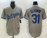 Cheap Men's Los Angeles Dodgers #31 Tyler Glasnow Gray Alternate Team Logo Cool Base Jersey