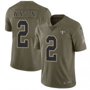 Wholesale Cheap Nike Saints #2 Jameis Winston Olive Men's Stitched NFL Limited 2017 Salute To Service Jersey