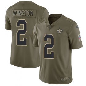 Wholesale Cheap Nike Saints #2 Jameis Winston Olive Men\'s Stitched NFL Limited 2017 Salute To Service Jersey
