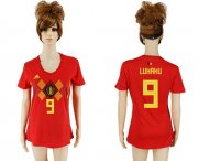 Wholesale Cheap Women's Belgium #9 Lukaku Red Home Soccer Country Jersey