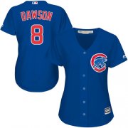 Wholesale Cheap Cubs #8 Andre Dawson Blue Alternate Women's Stitched MLB Jersey