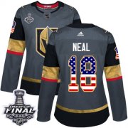 Wholesale Cheap Adidas Golden Knights #18 James Neal Grey Home Authentic USA Flag 2018 Stanley Cup Final Women's Stitched NHL Jersey