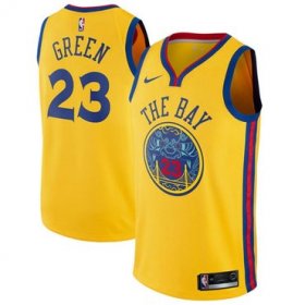 Wholesale Cheap Nike Golden State Warriors #23 Draymond Green Gold NBA Swingman City Edition Jersey