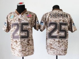 Wholesale Cheap Nike Seahawks #25 Richard Sherman Camo Men\'s Stitched NFL New Elite USMC Jersey