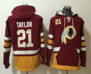 Wholesale Cheap Men's Washington Redskins #21 Sean Taylor NEW Red Pocket Stitched NFL Pullover Hoodie