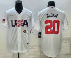 Cheap Men's USA Baseball #20 Pete Alonso 2023 White World Baseball Classic Stitched Jersey