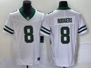Wholesale Cheap Men's New York Jets #8 Aaron Rodgers White 2023 F.U.S.E. Vapor Limited Throwback Stitched Football Jersey