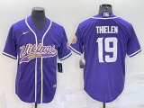 Wholesale Cheap Men's Minnesota Vikings #19 Adam Thielen Purple With Patch Cool Base Stitched Baseball Jersey