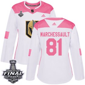 Wholesale Cheap Adidas Golden Knights #81 Jonathan Marchessault White/Pink Authentic Fashion 2018 Stanley Cup Final Women\'s Stitched NHL Jersey