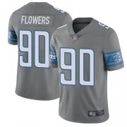 Wholesale Cheap Nike Lions #90 Trey Flowers Gray Men's Stitched NFL Limited Rush Jersey