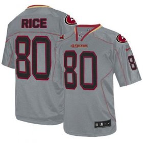 Wholesale Cheap Nike 49ers #80 Jerry Rice Lights Out Grey Men\'s Stitched NFL Elite Jersey