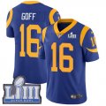 Wholesale Cheap Nike Rams #16 Jared Goff Royal Blue Alternate Super Bowl LIII Bound Men's Stitched NFL Vapor Untouchable Limited Jersey
