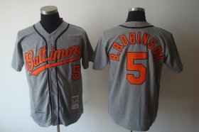 Wholesale Cheap Mitchell and Ness Orioles #5 Brooks Robinson Grey Stitched Throwback MLB Jersey